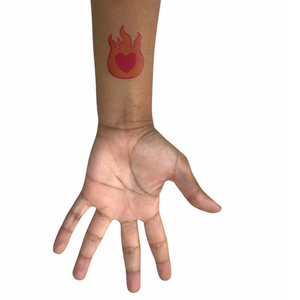 Flame Heart Logo Temporary Tattoos